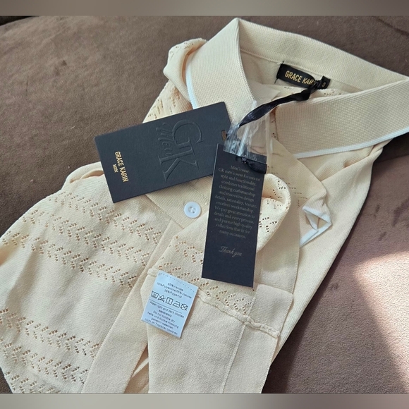 Grace Karin Beige Short Sleeve Men's Shirt #1182 - Picture 4 of 9